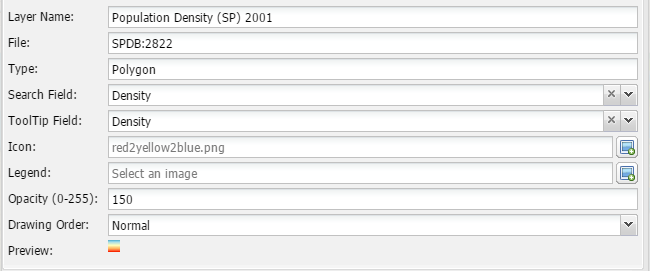 1. Main layer input fields